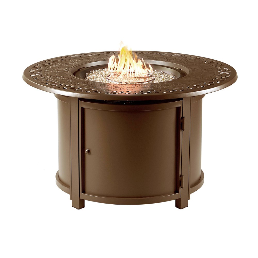 Photos - Electric Fireplace Oakland Living Aluminum 44"x44" Round 55000 BTUs Propane Patio Dining Tabl