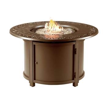 44" Round Aluminum 55000 BTUs Propane Fire Pit Table with Two Covers - Oakland Living
