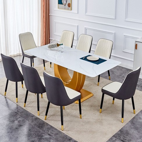 Nicbex Dining Table Set For 8 Kitchen Table Modern Snow Mountain Stone ...