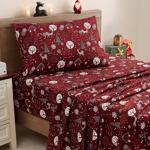 Printed Holiday 4pc Sheet Sets, Easy Care, Soft & Wrinkle-Resistant Holiday Bedding by Sweet Home Collection™ - 1 of 4