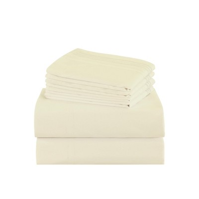 Marcielo 4/6 Pcs Soft Solid & Embroidery Bed Sheets Set