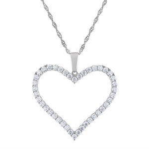 White Lotus Sterling Silver Lab Created Moissanite Heart Necklace - 1 of 2