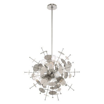 Polished Chrome 6-Light Globe Pendant with Geometric Glass Discs