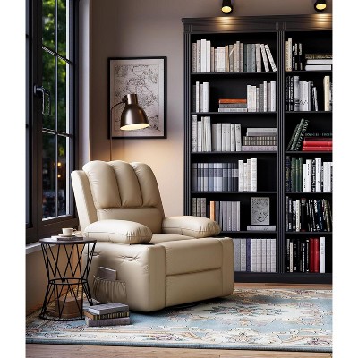 Manual PU Leather Recliner Chair - 26.8" Ergonomic Design with Cup Holders & Storage, for Home Theater, Living Room