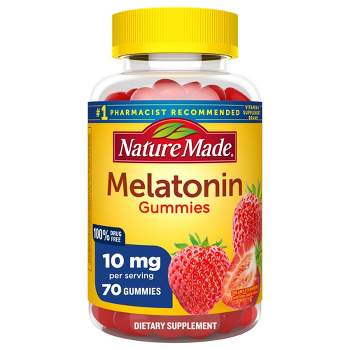 Nature Made Melatonin Maximum Strength 100% Drug Free Sleep Aid for Adults 10mg per serving Gummies - 70ct