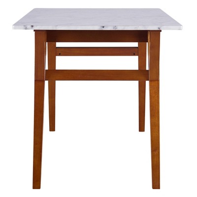 Ashton Faux Marble and Walnut Rectangular Dining Table