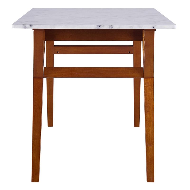 Ashton Rectangular Dining Table with Faux Marble Top Solid Wood Leg Walnut - Teamson Home, 4 of 12