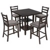 5-Piece Wooden Counter Height Dining Set with Padded Chairs and Storage Shelves-ModernLuxe - 4 of 4