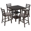 5-Piece Wooden Counter Height Dining Set with Padded Chairs and Storage Shelves-ModernLuxe - image 4 of 4