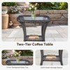 Buenhomino Patio Tables Wicker Side Table - Rattan End Table with Glass Top Square for Outdoor Outside Patio Porch Deck - 4 of 4