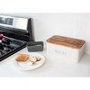 Nat & Jules Matte White 12 x 7 Metal Enamel Rubber Wood Lidded Bread Box - 4 of 4