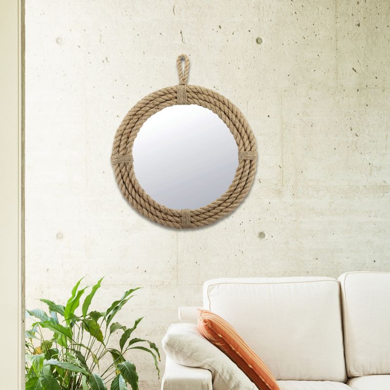 Decorative Rope Wall Mirror with Loop Hanger Tan - Stonebriar Collection, 3 of 6