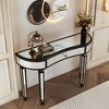 ORRD 47" Half-Moon Console Table with Mirror, Fluted Glass & Crystal Knob, Silver Entryway Vanity for Bedroom,Black+Sliver - 3 of 4