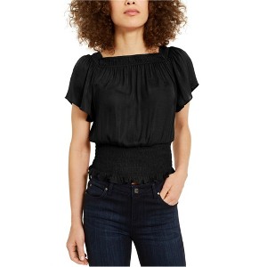 Karen Scott Womens Smocked Convertible Pullover Blouse, Black, X-Large - 1 of 1