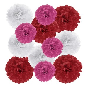 Unique Bargains Wedding Shower Bridal Party Decoration 3 Size Paper Pom Poms Flower Ball 15 Pcs - 1 of 4