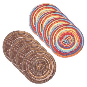 Unique Bargains Woven Braided Washable Decorative Round Placemat 8 Pcs - 1 of 4