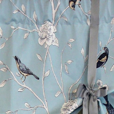 Hazel Blue and Citrine Floral Bird Tie-Up Window Valance
