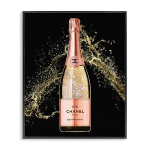 Stupell Industries Glam Fashion Champagne Bottle Splash Framed Giclee Art, Black, 16" x 20" - 1 of 4