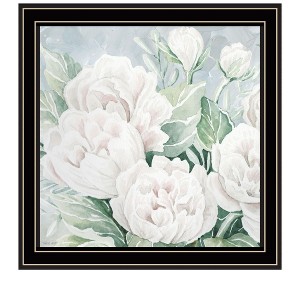 HomeRoots Peaceful Peonies In Full Bloom Black Framed Print Wall Art - 1 of 4