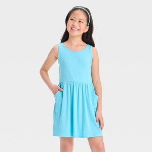 Girls' Rib Tank Dress - Cat & Jack™ Hot Pink - 1 of 3