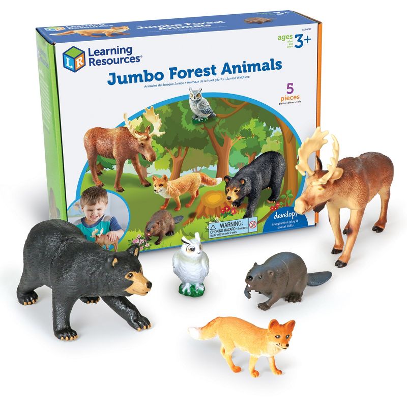 Learning Resources Jumbo Forest Animals I Bear, Moose, Beaver, Owl, and Fox, 5 Pieces, Ages 3+, 1 of 6