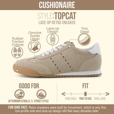 Женские кроссовки CUSHIONAIRE Topcat 100% Genuine Leather Suede Sneakers for Women, Lightweight Everyday Casual Womens Shoes with Retro Style, BISCUIT 9 — фото 2