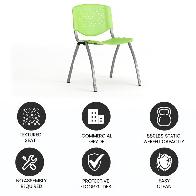 Green Plastic Stacking Reception Chair with Metal Frame