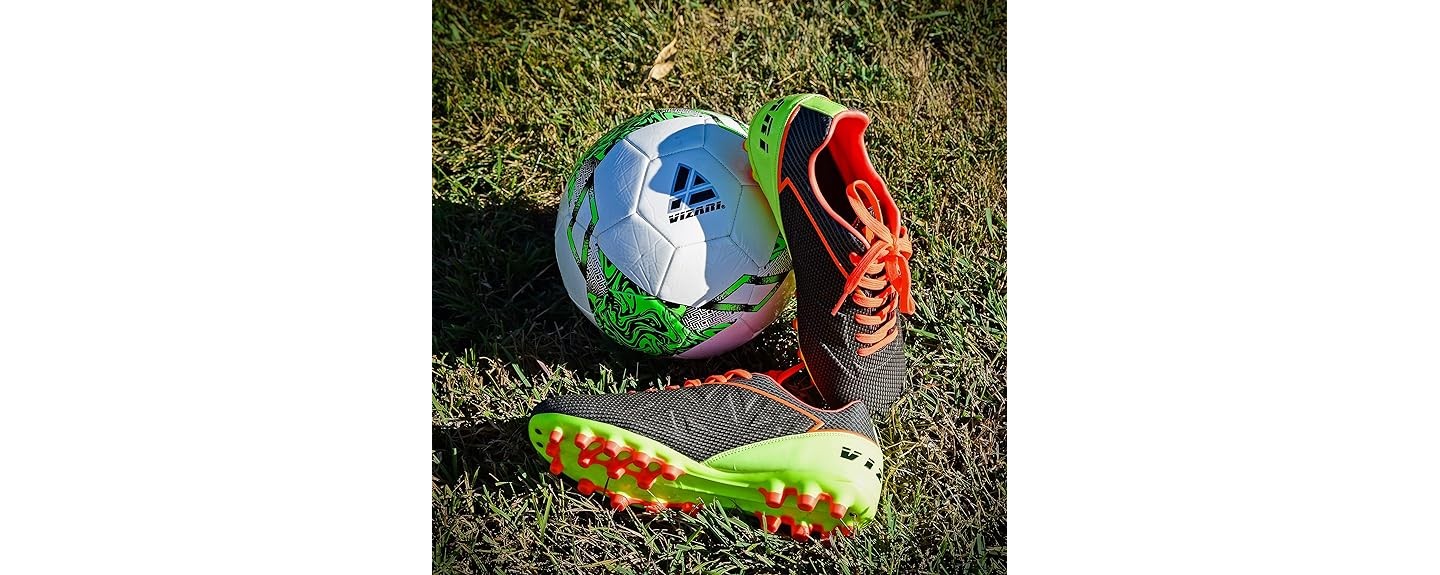 Мужские кроссовки Vizari Rio Firm Ground Soccer Shoes - Black/Neon Lime, цвет: Чёрный — фото 3