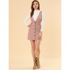 Allegra K Women's V Neck Gingham Check Pinafore Overalls Suspenders Plaid Print Dress - 3 of 4