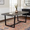 Modern Distressed Solid Wood and Metal Open Frame Dining Table - Grey - 2 of 4