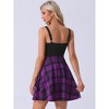 Allegra K Women's Plaid Lace Up Sweetheart Neck Sleeveless Flared Party Mini Dress - 4 of 4