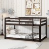 NicBex Twin over Twin Bunk Bed Wooden Bed Frame Low Height Design with Ladder and Full Length Guardrail, No Box Spring Required - 2 of 4