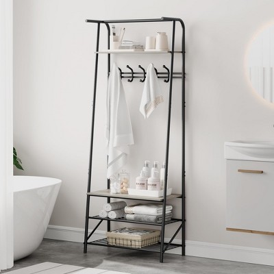 Hall Trees Entryway Bench with Storage, Multifunctional Hallway Organizer, Accent Furniture with Metal Frame