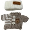 Doll Clothes Superstore Cozy Fall Set: Tan & White Stripe Sweater with Knit Headband for 17.5 Labubu Dolls - 4 of 4
