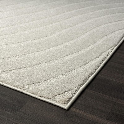 Gray 9' x 12' Modern Geometric Wave Synthetic Area Rug