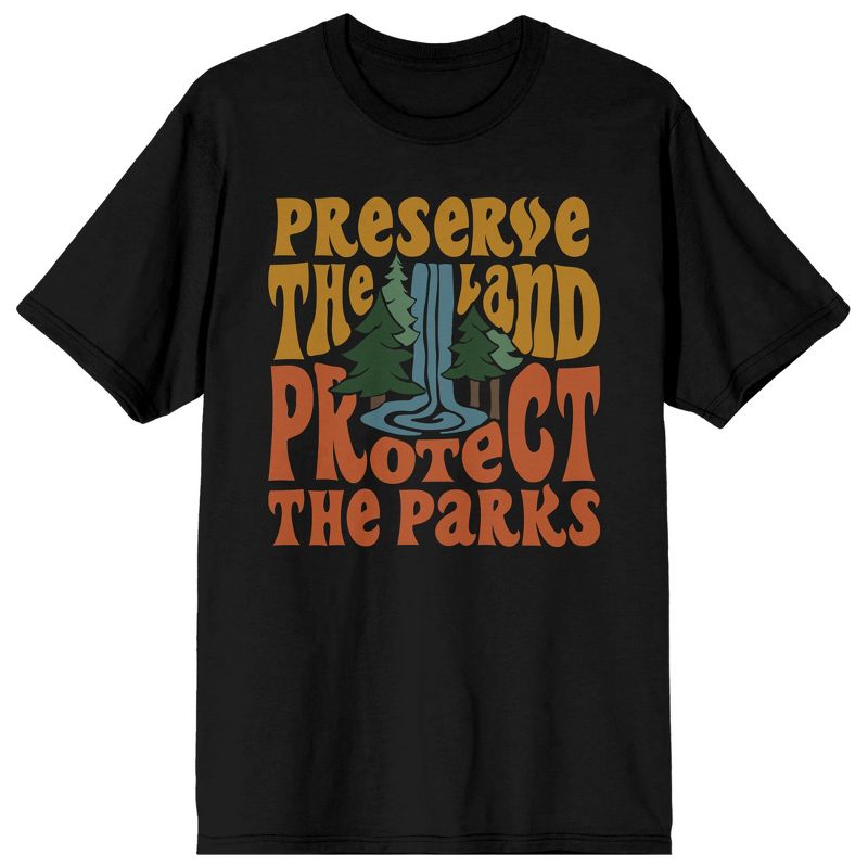Elevation 7573 "Preserve The Land, Protect The Parks" Men's Black Short Sleeve Crew Neck Tee, 1 of 4