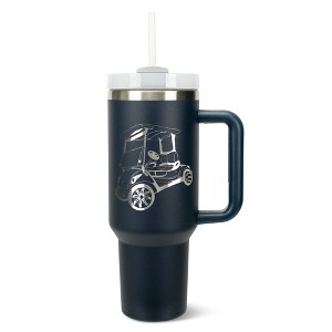 Elanze Designs 40 Ounce Travel Tumbler With Straw and Lid Stainless Steel Double Wall Insulated Rolling Golf Cart Navy Blue - 1 of 4