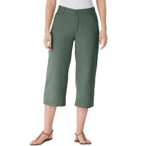 Woman Within Plus Size Perfect 5-Pocket Back-Elastic Denim Capri - 1 of 4