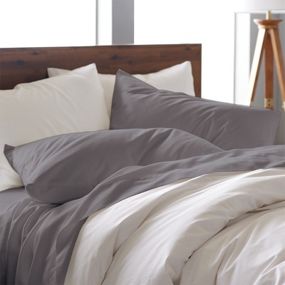 Charcoal Queen Cotton Percale Deep Pocket Sheet Set