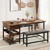 Dining Table Set for 4 People, Kitchen Table Set with 2 PU Leather Upholstered Benches - 3 of 4
