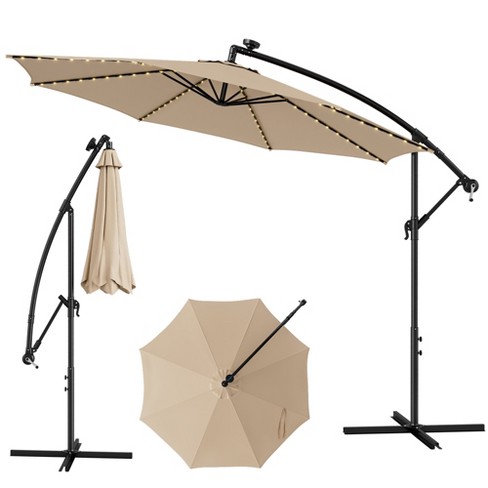 Costway 10FT Patio Solar-Lighted 112 LED Cantilever Offset Umbrella Crank Tilt Outdoor - image 1 of 4