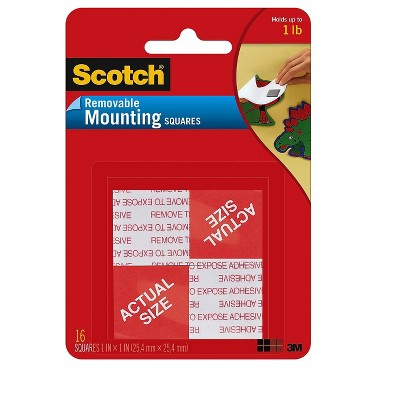 Scotch Removable Mounting Squares 1" x 1" White 16/Pack (108) 634834