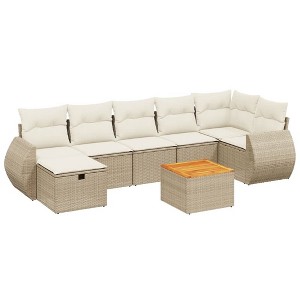 vidaXL Garden Sofa Set Beige, Cream White - 1 of 4
