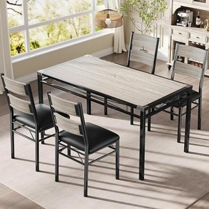 Dining Table Set for 4 with Corner Protector, Kitchen Table with 4 Upholstered Chairs, for Small Space, Dining Room, Apartment - 1 of 4