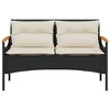 vidaXL Patio Bench with Cushions 45.7"x24.6"x29.1" Black Poly Rattan - 4 of 4