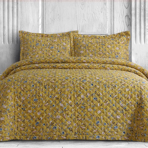 Queen Carolina Organic Cotton Quilt Set Yellow Azores Home Target