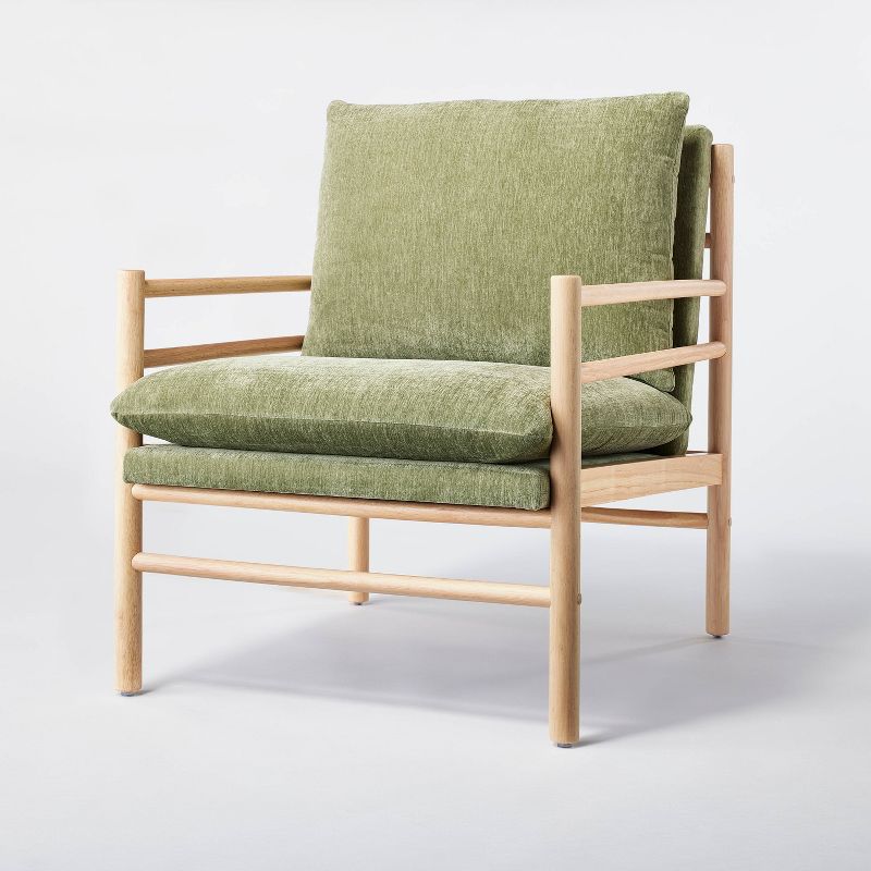 Dowel Velvet Armchair Light Green - Threshold&#8482; designed with Studio McGee, 1 of 8