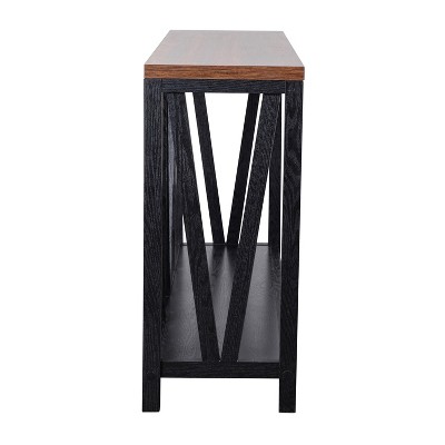 Charlotte Black and Walnut 52" Farmhouse Console Table