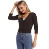 Women's Classic 3/4 Sleeve Open Front Cropped Cardigan Sweater Lightweight Knit Short Shrugs - 4 of 4