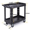 Itopfox Heavy Duty Plastic Utility Cart with Deep Shelves and Swivel Wheels - 2 Tier Service Cart for Warehouse Cleaning Safely Holds up to 550 lbs - 2 of 4
